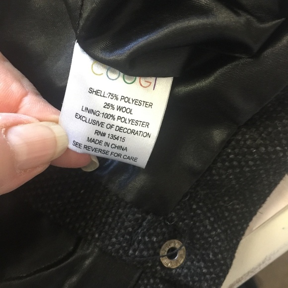 COOGI Charcoal Wool-Blend Coat Detachable Hood XL - Picture 7 of 8